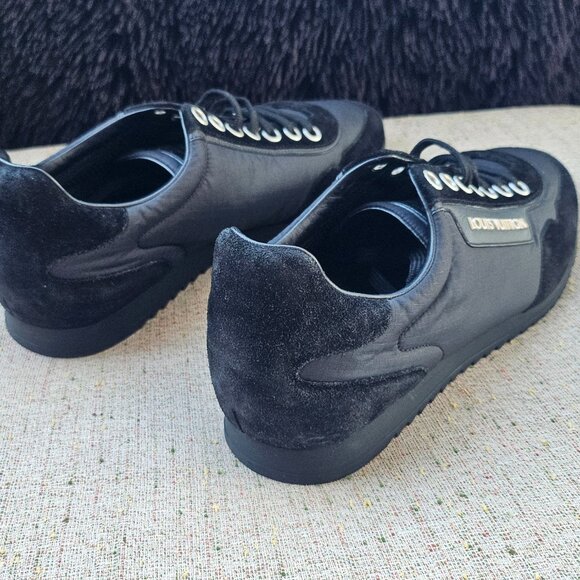 Louis Vuitton Men Sneaker Lace Up Shoes Black Suede/Fabric Upper Made in Italy 8 - Picture 4 of 12